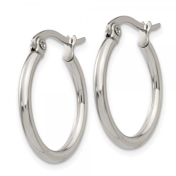 Stainless Steel Polished 19.5mm Diameter Hoop Earrings