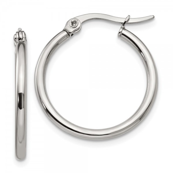 Stainless Steel Polished 22mm Diameter Hoop Earrings