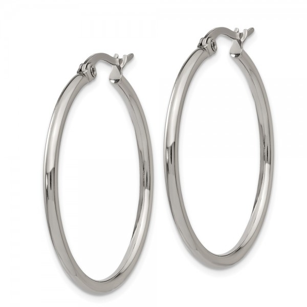 Stainless Steel Polished 32.5mm Diameter Hoop Earrings