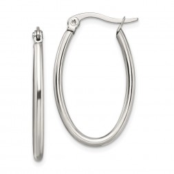 Stainless Steel Polished 18mm Diameter Oval Hoop Earrings