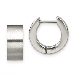 Stainless Steel Brushed Round 5mm Hinged Hoop Earrings