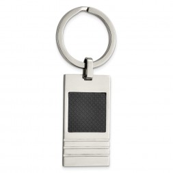 Stainless Steel Brushed Black Carbon Fiber Inlay Key Ring