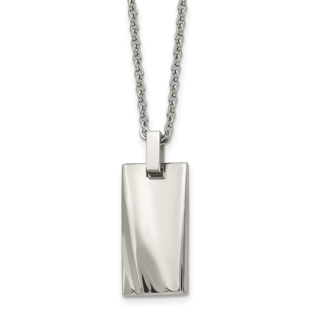 Stainless Steel 22in Polished Concave Rectangle Necklace