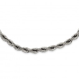 Stainless Steel Polished 6mm 20in Rope Chain