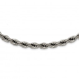 Stainless Steel Polished 7mm 24in Rope Chain