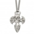 Stainless Steel Polished Cross with Skull 24in Necklace
