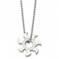 Stainless Steel Polished Sun Burst 22in Necklace