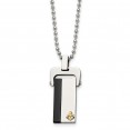 Stainless Steel Polished Yellow & Black IP-plated Dog Tag 20in Necklace