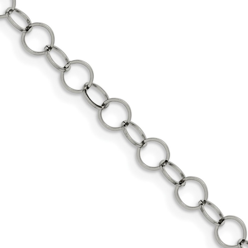 Stainless Steel Polished 6mm Circle Link 30in Necklace