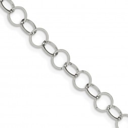 Stainless Steel Polished 8mm Circle Link 36in Necklace