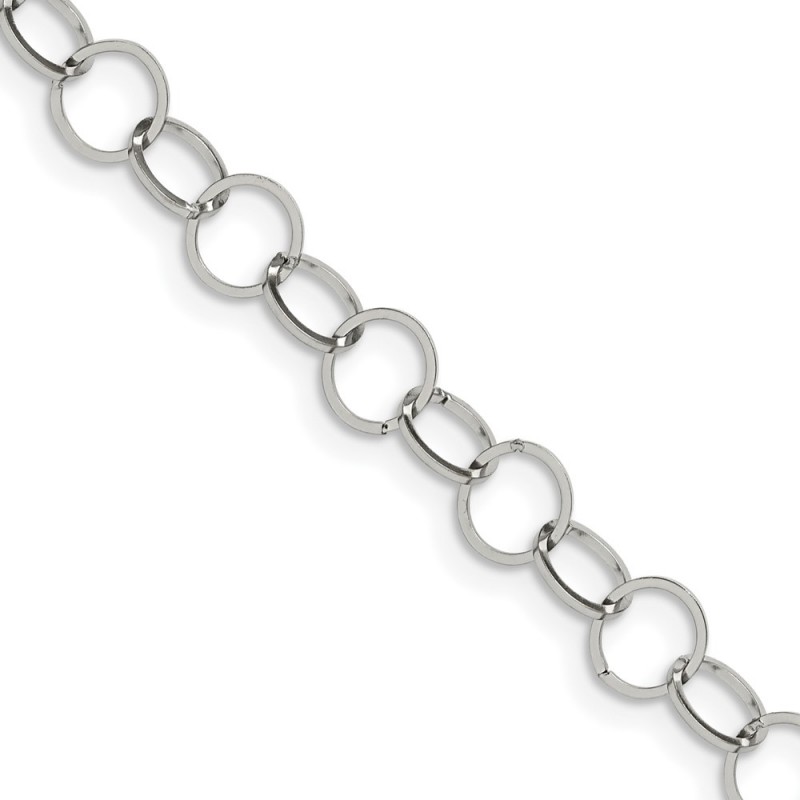 Stainless Steel Polished 8mm Circle Link 36in Necklace