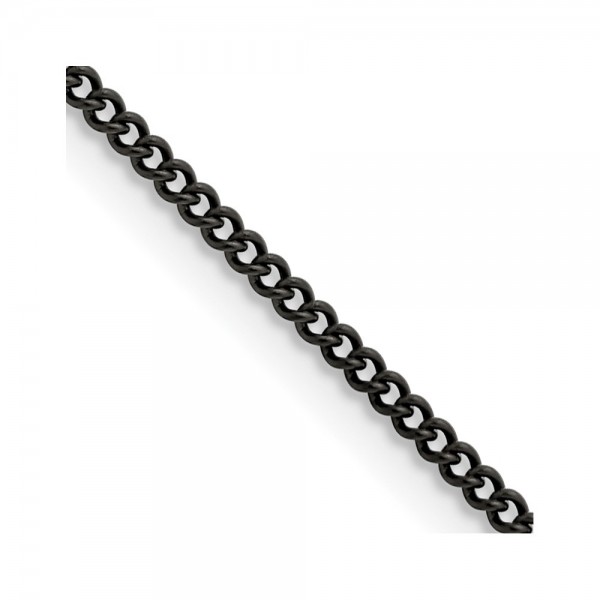 Stainless Steel Polished Black IP-plated 2.25mm Round Curb Chain