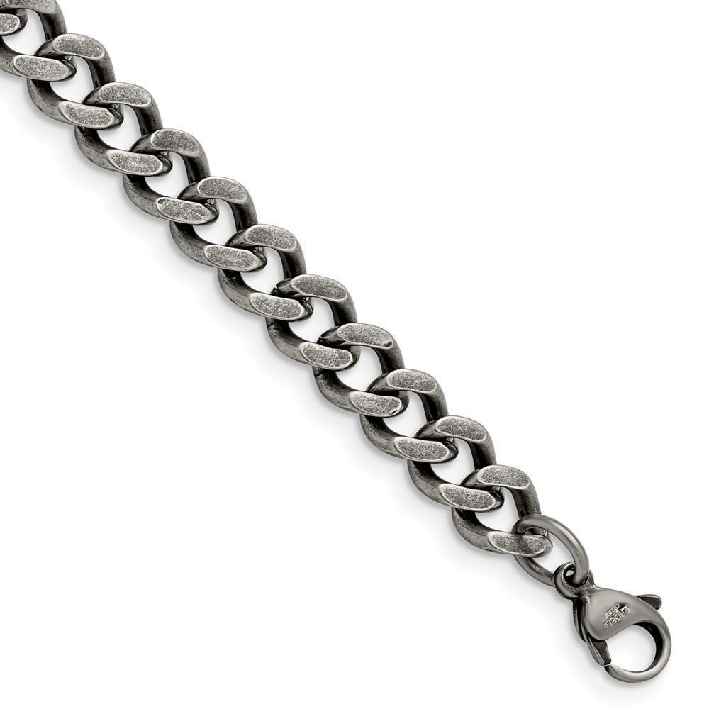 Stainless Steel Oxidized 7.5mm 8in Curb Chain