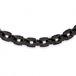 Stainless Steel Polished Black IP-plated 19.75in Link Necklace