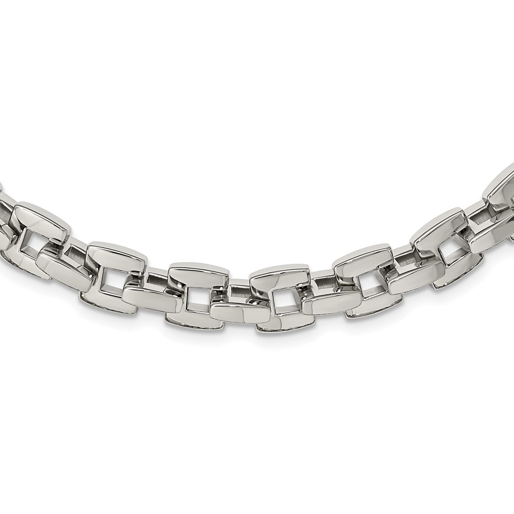 Stainless Steel Polished 20in Square Link Necklace