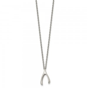 Stainless Steel Polished Wishbone 16in Necklace