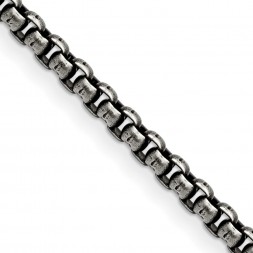 Stainless Steel Antiqued and Polished 3.9mm Rounded Box Chain