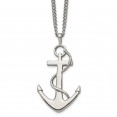 Stainless Steel Polished Anchor 24in Necklace