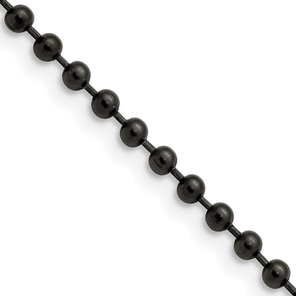 Stainless Steel Polished Black IP-plated 3mm 24in Ball Chain