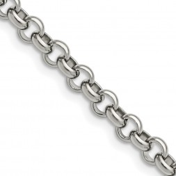 Stainless Steel Polished 6mm 36in Rolo Chain