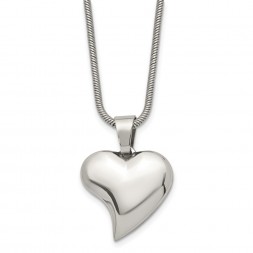 Stainless Steel Polished Heart 18in Necklace