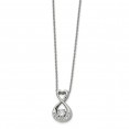 Stainless Steel Polished Vibrant CZ Infinity Heart 16in w/2in ext Necklace