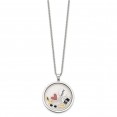 Stainless Steel Yellow IP Enamel w/Crystal Party Charms w/2in ext Necklace