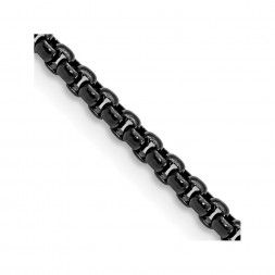 Stainless Steel Polished Black IP-plated 24in Box Chain