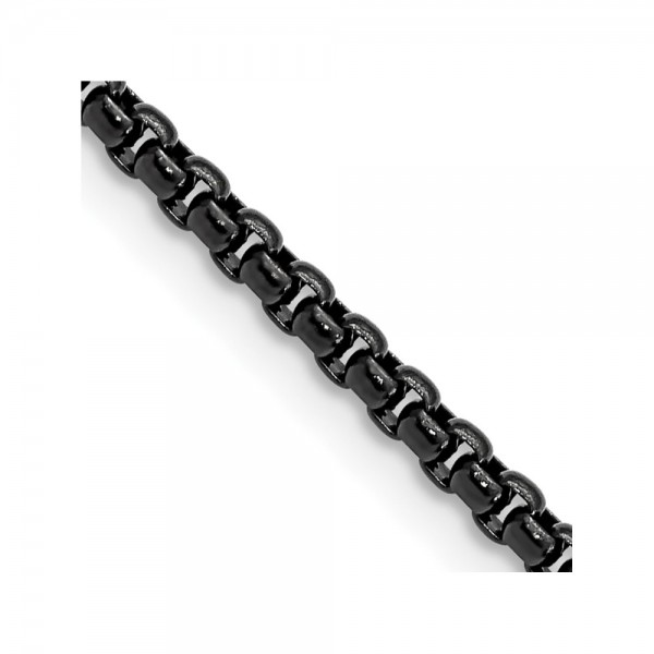 Stainless Steel Polished Black IP-plated 22in Box Chain