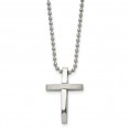 Stainless Steel Brushed and Polished Cross 18in Necklace