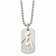 Stainless Steel Brushed & Polished Woman Silhouette Dog Tag 22in Necklace