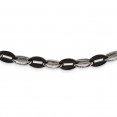 Stainless Steel Polished Black IP plated Oval Link 24in Necklace