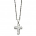 Stainless Steel Polished w/Crystal Cross 22in Necklace
