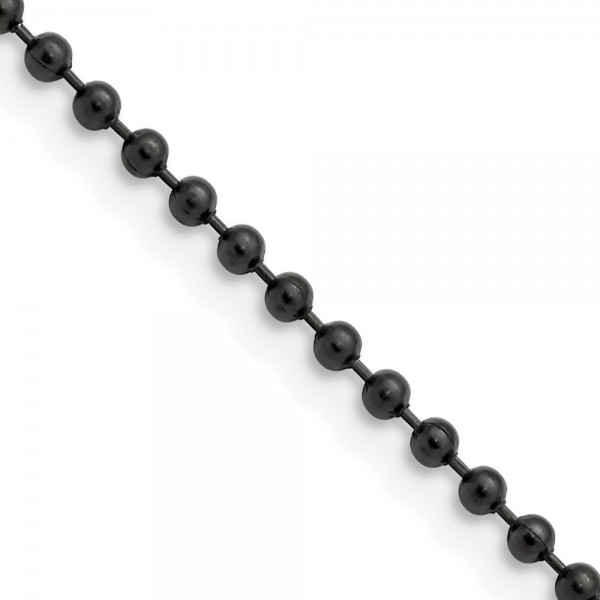 Stainless Steel Polished Black IP-plated 2.4mm 30in Ball Chain