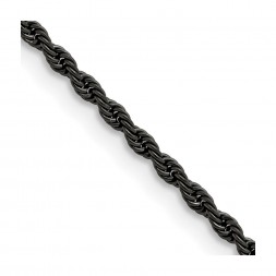 Stainless Steel Polished Black IP-plated 2.4mm 30 inch Rope Chain