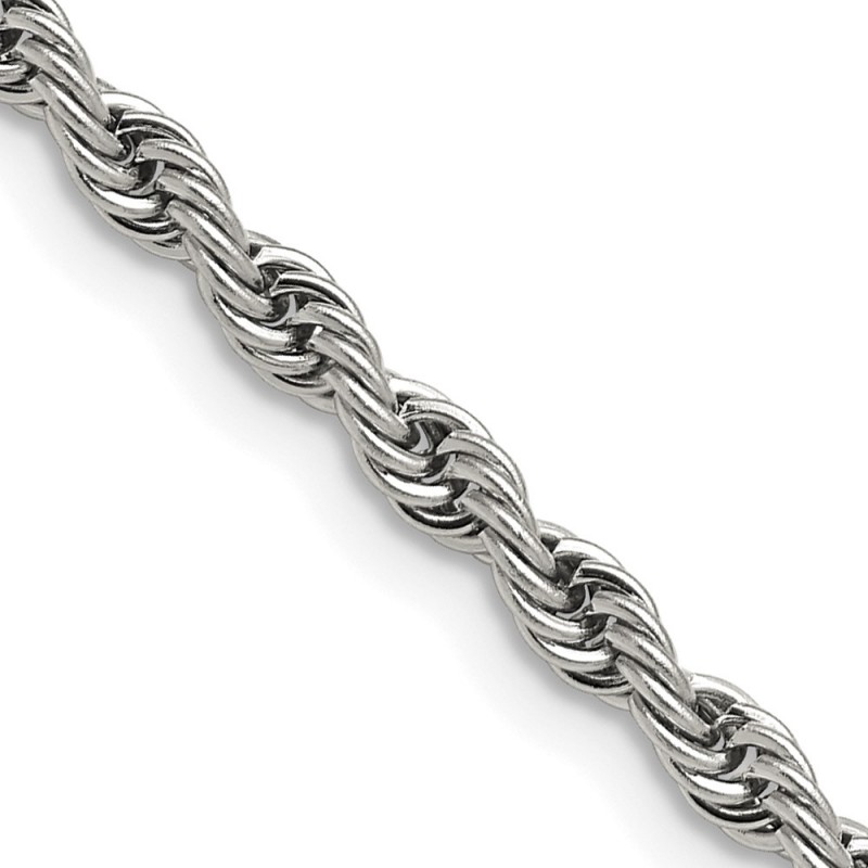 Stainless Steel Polished 4mm 24 inch Rope Chain