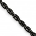 Stainless Steel Polished Black IP-plated 4mm 20 inch Rope Chain