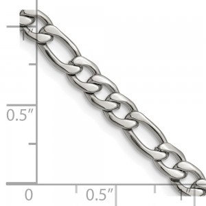 Stainless Steel Polished 6.3mm 24in Figaro Chain