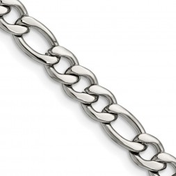 Stainless Steel Polished 6.75mm 24in Figaro Chain