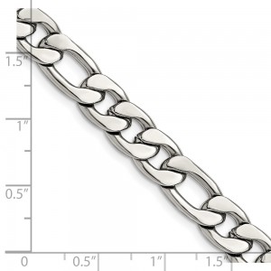 Stainless Steel Polished 8.75mm 24in Figaro Chain