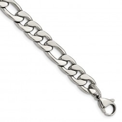 Stainless Steel Polished 8.75mm 8in Figaro Chain