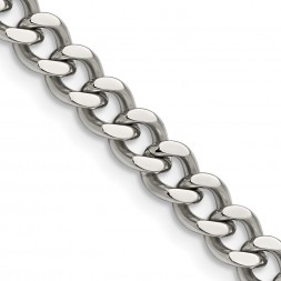 Stainless Steel Polished 6.75mm 24in Curb Chain