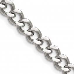 Stainless Steel Polished 7.5mm 24in Curb Chain