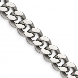 Stainless Steel Polished 9.5mm 24in Curb Chain