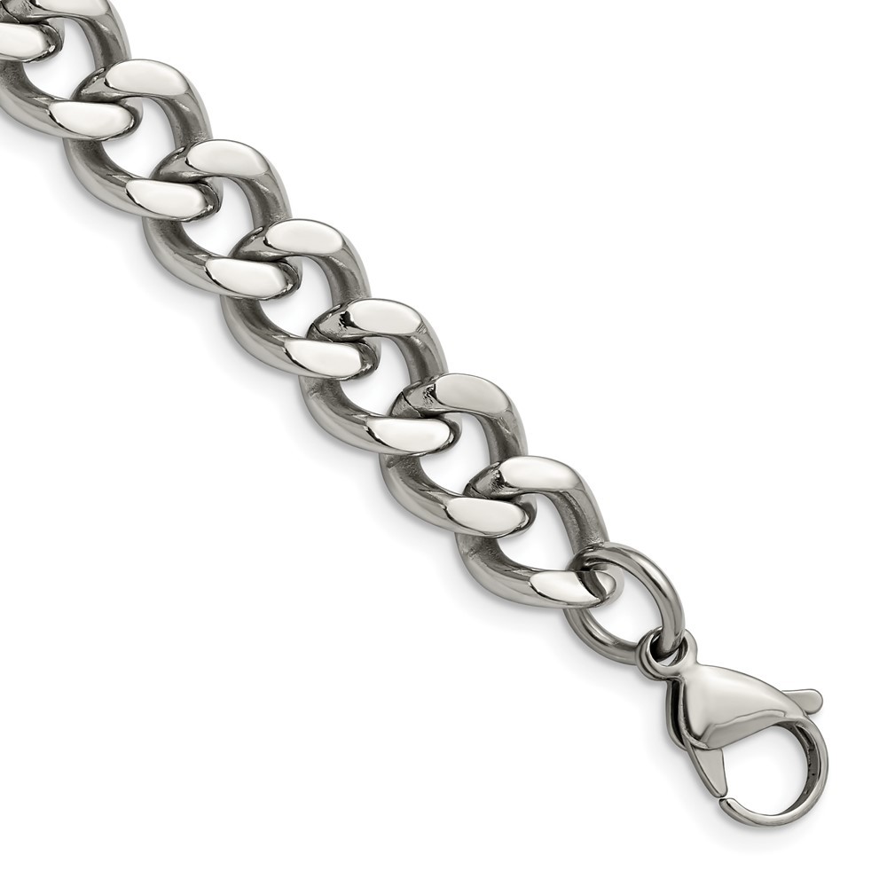 Stainless Steel Polished 11.5mm 8.5in Curb Chain