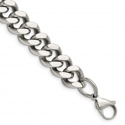 Stainless Steel Polished 13.75mm 8.5in Curb Chain