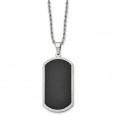 Stainless Steel Polished Black-plated Laser Cut Dog Tag 24 in Necklace