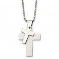 Stainless Steel Polished Crosses 24in Necklace