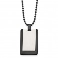 Stainless Steel Polished Black IP-plated 2 piece Dog Tag 24in Necklace