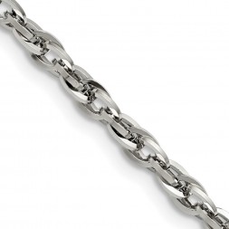 Stainless Steel Polished 4.2mm 24 inch Fancy Twisted Link Chain